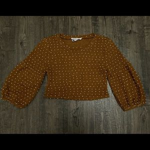 BCBGeneration Brown Polka Dot Cropped Sweater